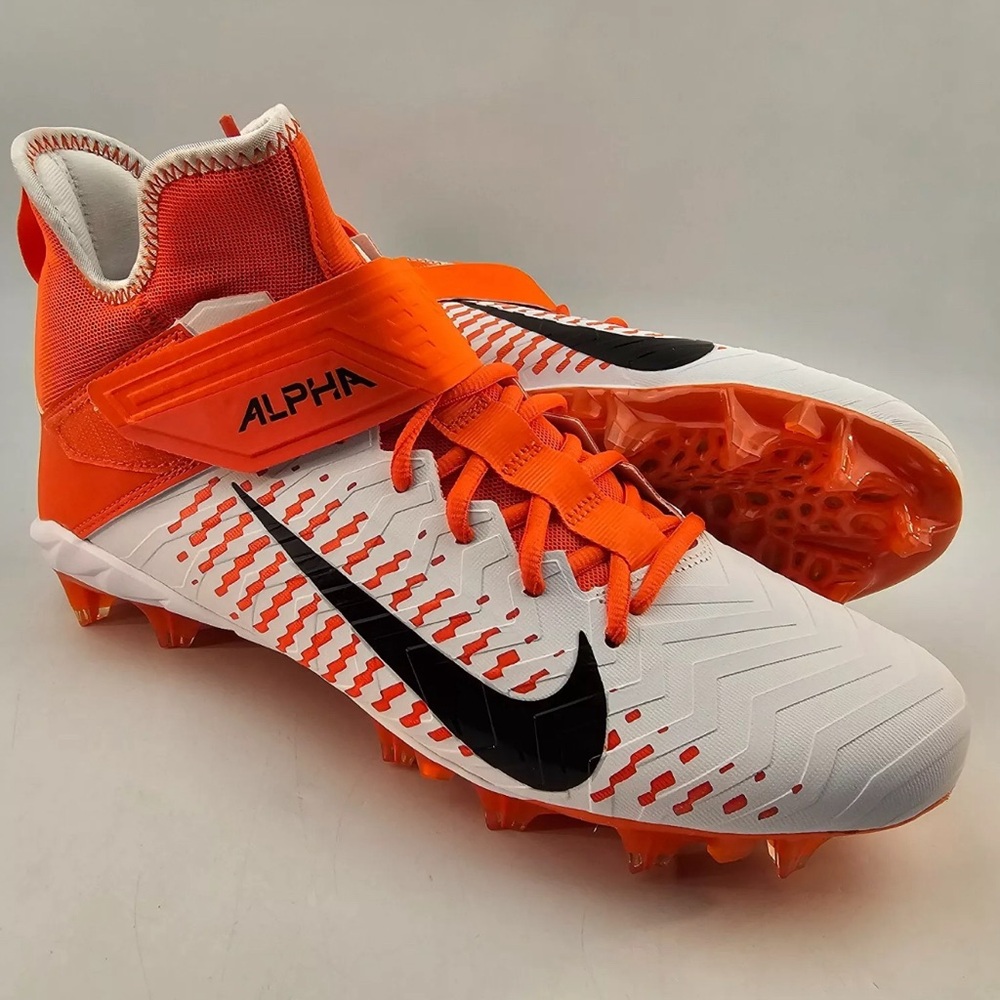 Nike Alpha Menace Pro 2 Mid Football Cleats Mens 13.5 Orange White Black
